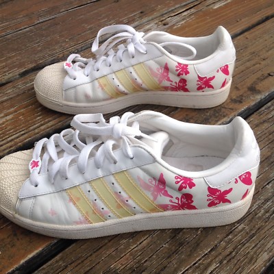 Adidas Butterfly White Pink Sneakers Sz 