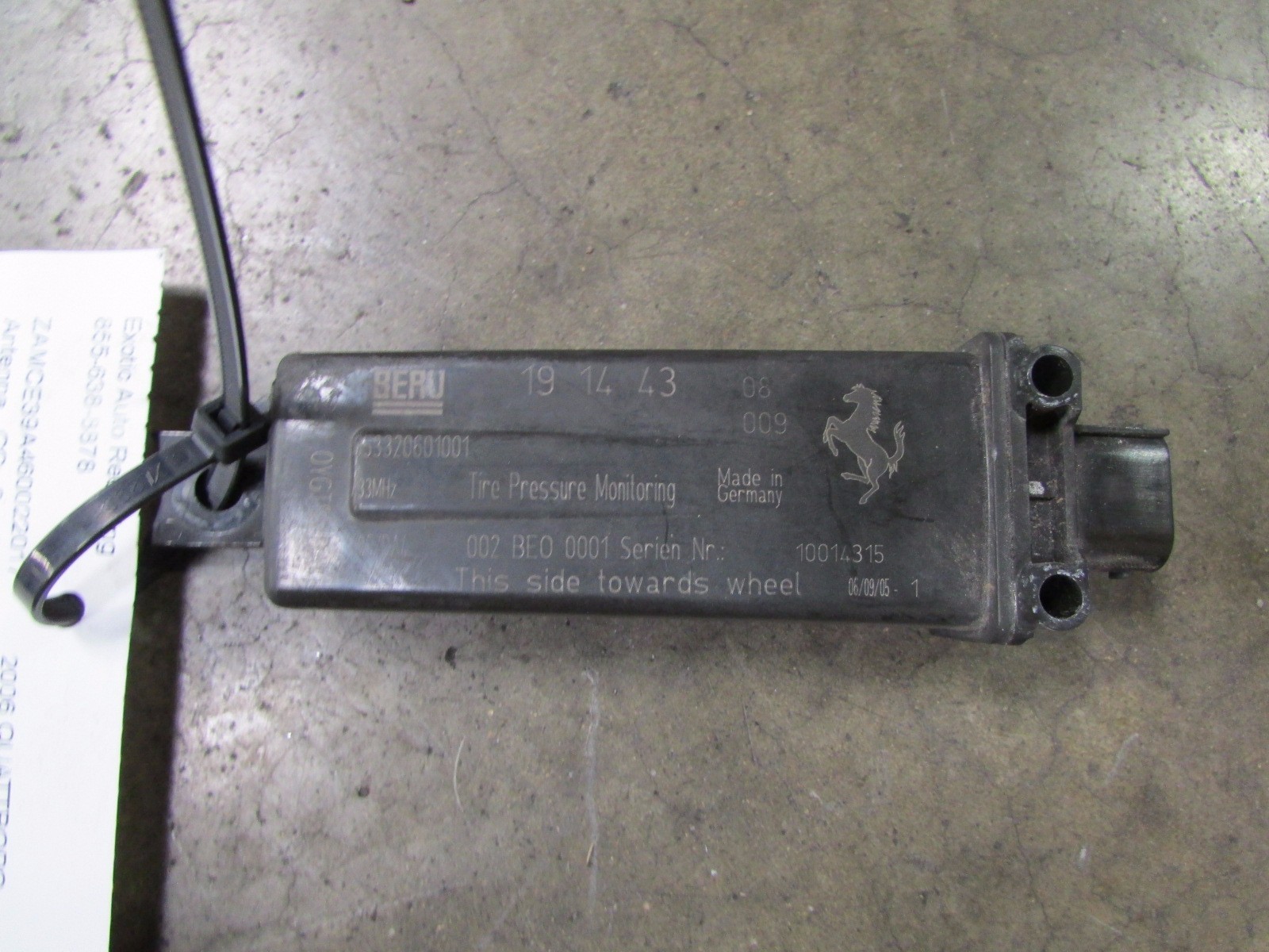 Maserati Quattroporte, TPMS, Tire Pressure Control Antenna, Used, P/N 191443