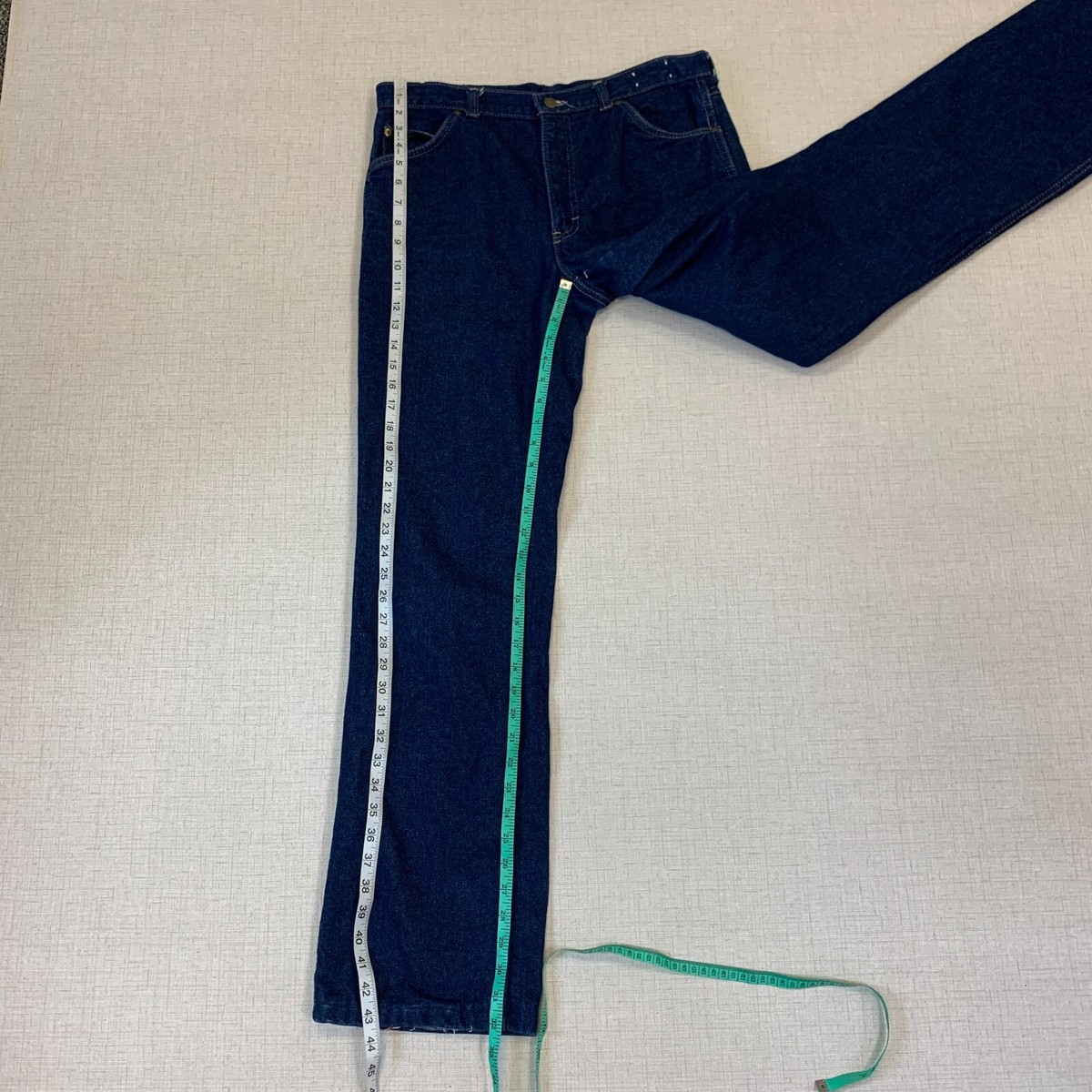 Rei Plaid Lined Jeans Mens 32 Blue Denim Straight Leg 5 Pocket Zip