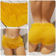 Olga Shiny Nylon LACE Bikini Panty Full Cut 8/XL YELLOW Tulip 0913J3