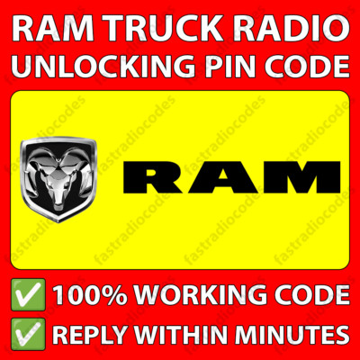  RAM TRUCK 1500 2500 3500 PROMASTER RADIO UNLOCKING PIN CODE T00AM T**QN T0MYD 