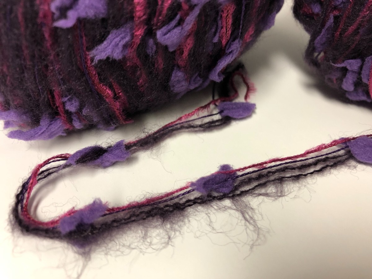 Lot De 10 Pelotes De Laine Fantaisie Couleur Prune - Fabriqué En France - Neuf