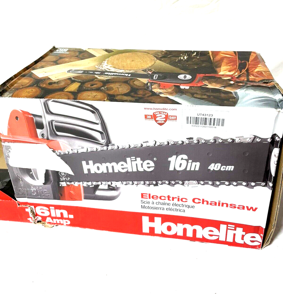 Homelite Chainsaw 16 Inch Corded Electric Tool Less Chain Tensioning 12