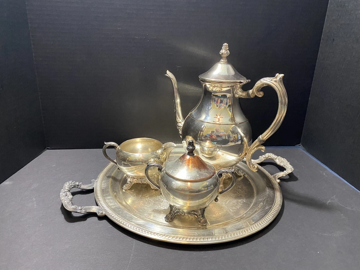 Vintage F.B. Rogers Silver Co. 1883 Silver on Copper 2391 Teapot Set