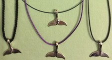 WHALE TAIL NECKLACE - Pewter, Choose Cord Option - FLUKE DOLPHIN ORCA