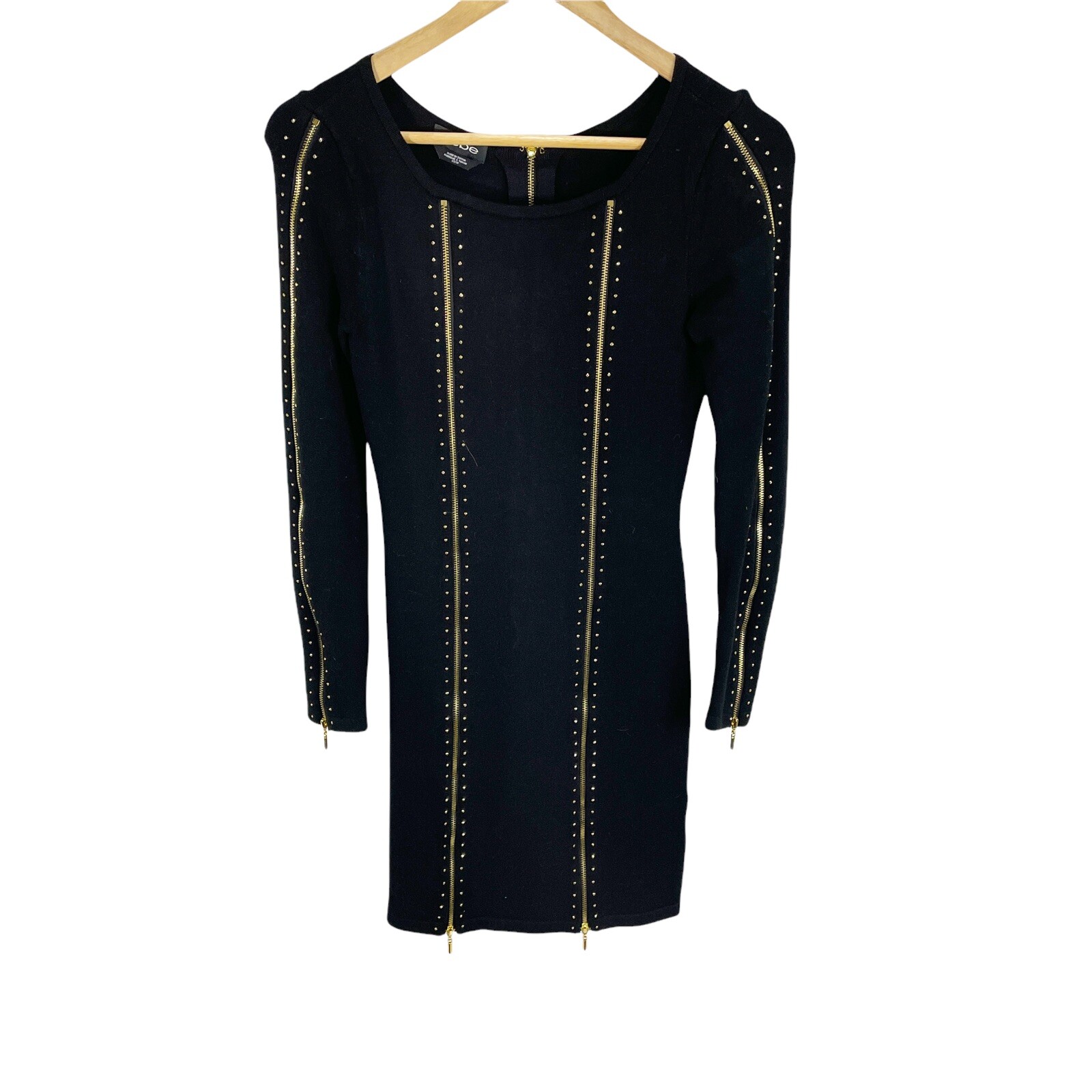 Long Sleeved Zipper Mini Sweater Dress 
