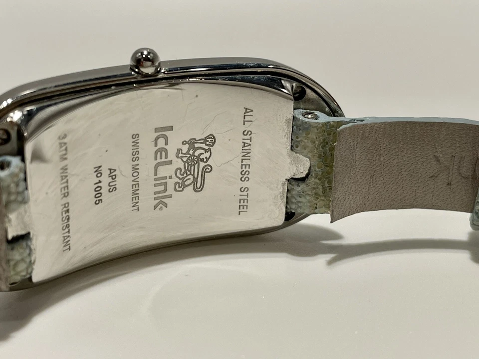 Синие роскошные часы IceLink Apus с бриллиантами и ремешком Stingray — бесплатная доставка - Изображение 4 из 4