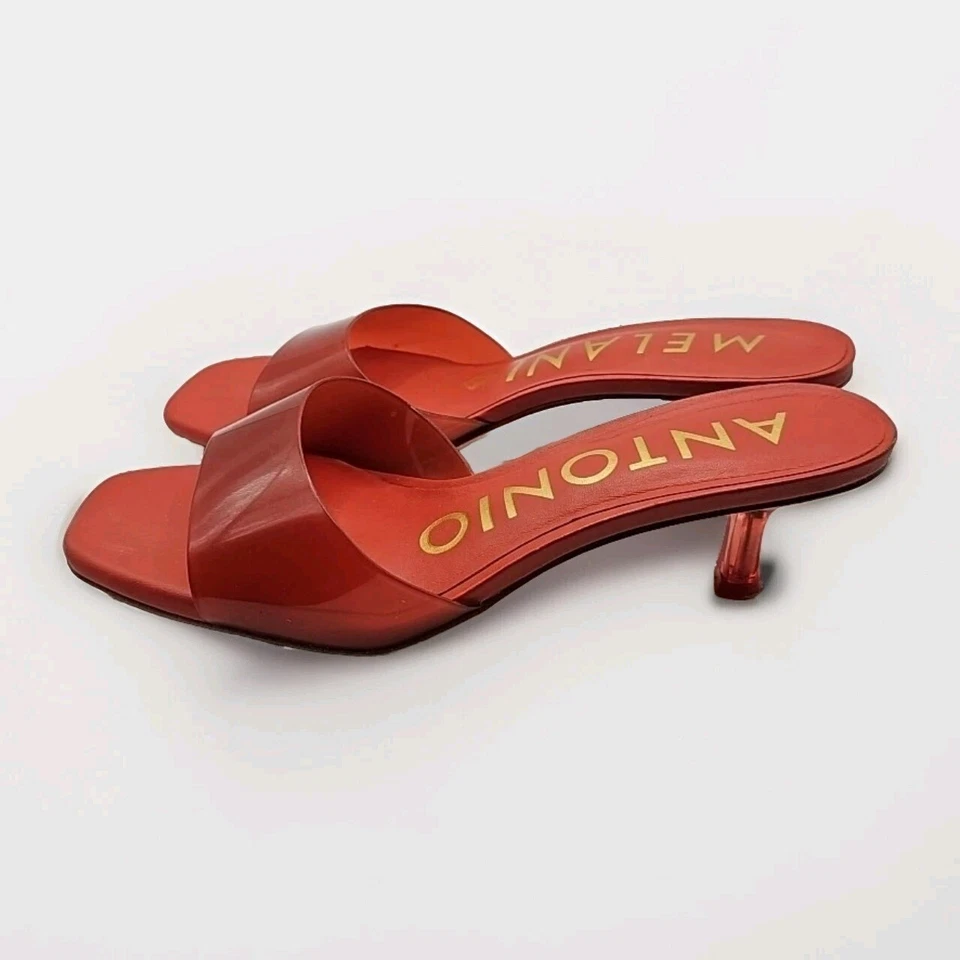 Antonio Melani 7M Rojo Vinilo Puntera Cuadrada Gatito Tacones Barbee Sandalias 153 Foto 3 de 4