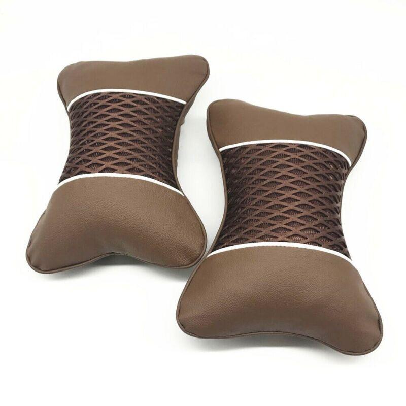 2Pcs Headrest Leather Pillow Car Seat Neck Rest Cushion Interior Accessories New