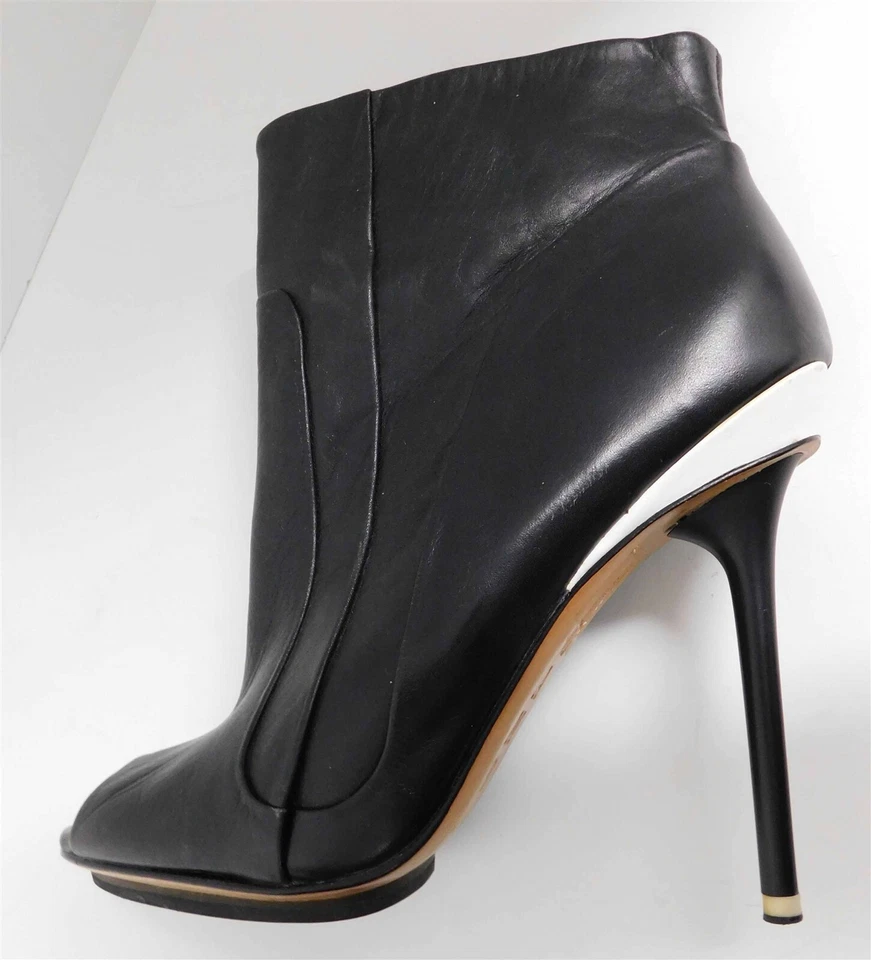 L.A.M.B. Черно-белая кожа лодыжки ботинки ботинок 9,5 M - Изображение 3 из 4