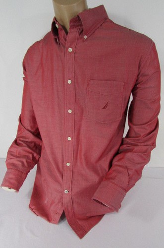 Nautica Men Shiny Red Solid Cotton 