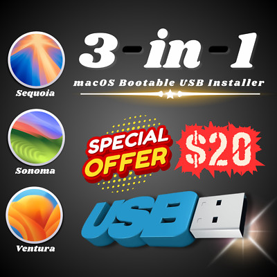 3-in-1  macOS Bootable USB installer( Sequoia-Sonoma-Ventura )