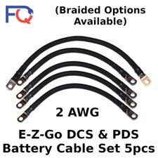 2 AWG E-Z-Go DCS and PDS 5pcs Set Braided Golf Cart Battery Cables Made in USA