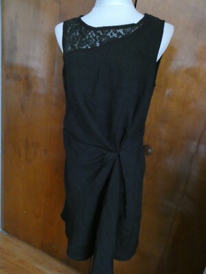 Rachel Roy womens stylish black mesh crafted  dress Large NWT