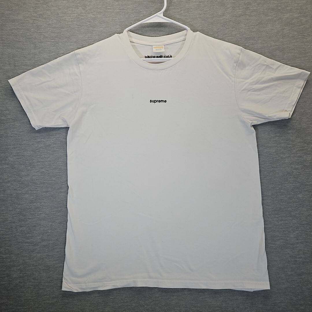 Supreme Tshirt Mens Sz LG White F♤CK THE WORLD Embroidered USA