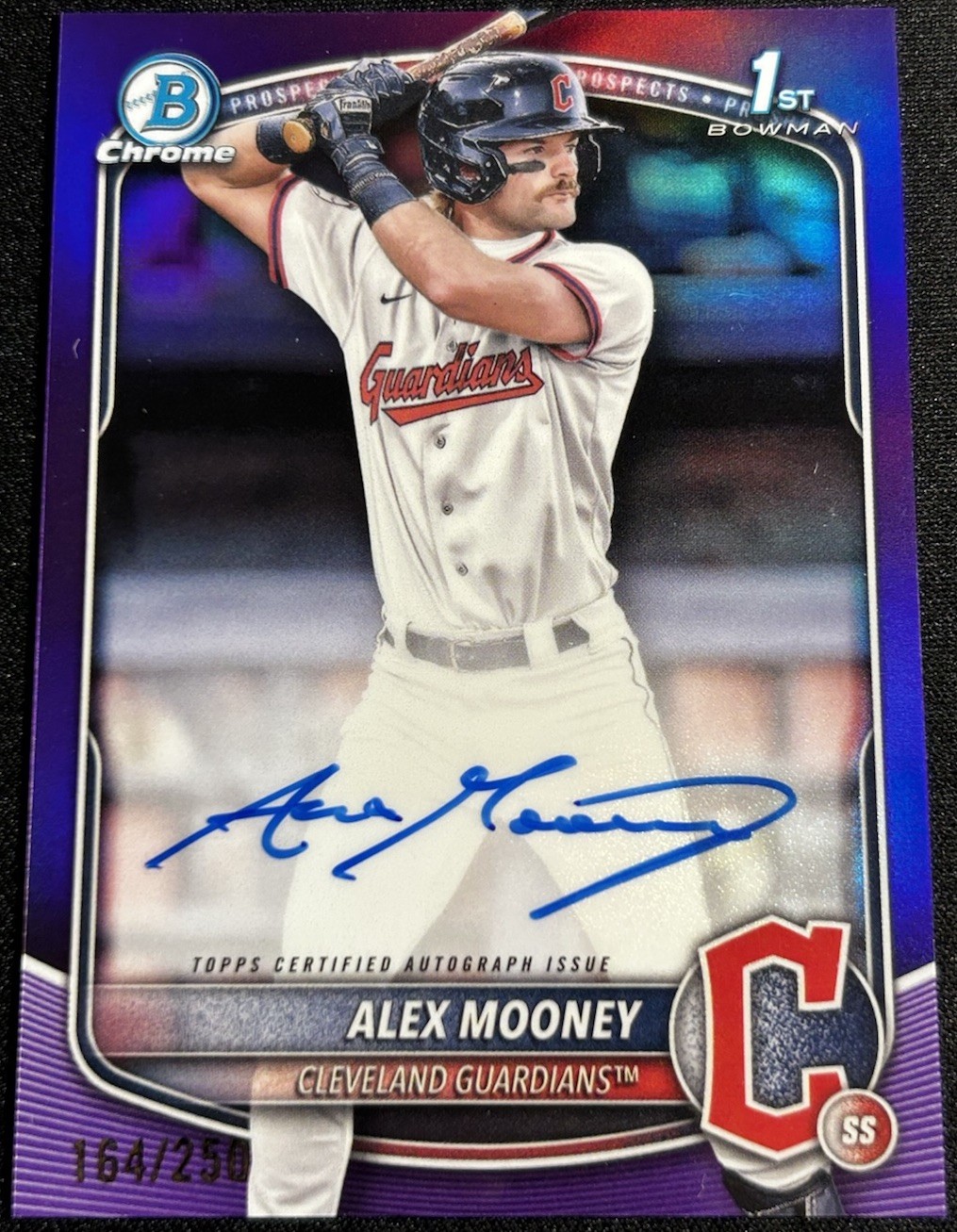 2025 Bowman Chrome Alex Mooney True Purple Auto /250 CPA-AM 1ST Bowman Guardians