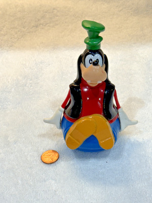 Disney Goofy Plunger Spinning Top Toy vintage 80s
