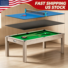 Multi Game Pool Table 3-in-1 Billiard Dining Ping Pong Table for Home Office 7FT