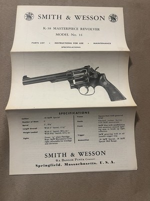 Factory Original Smith & Wesson Model 14 Manual S&W