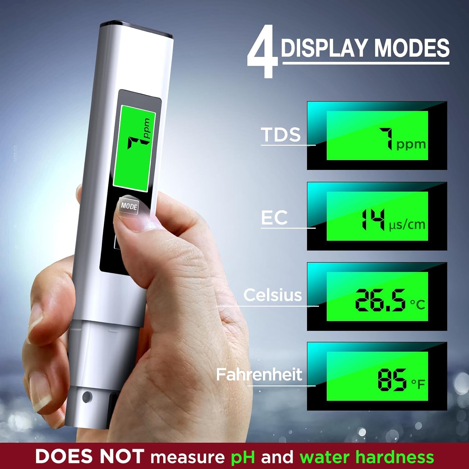 2025 All-New 4 in 1 Tds Meter Digital Water Tester - Accurate and White 