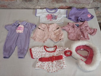 Build-A-Bear Workshop Doll Clothes Lot Jumpsuit Shorts Hat Dress Up Red Pink