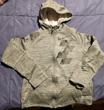 Kids/Boys XL NIKE Standard DRI-FIT Sweatshirt, Gray W/Black Detailing Full Zip