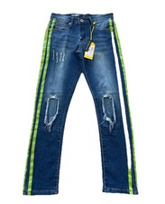 M. Society Politically Incorrect Jeans Girls Size 12 Blue Faded Distressed Denim