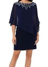 Xscape Sleeveless Dark Navy Dress With Sequin Embellishments Women's Size 12