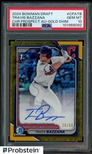 2024 Bowman Draft Chrome Gold Shimmer Travis Bazzana RC Rookie AUTO /50 PSA 10