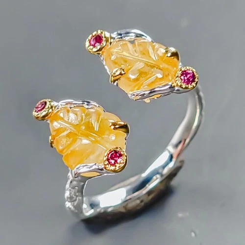 Jewelry gift Natural Yellow sapphire Ring 925 Sterling Silver Size 7.5 /R438792
