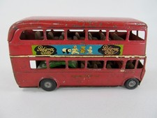 1940s  Tri-ang Minic London Transport Red Double Decker Bus - Friction Mechanism