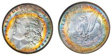 1887-P ANACS MS63 MORGAN $ PERIPHERAL TONING - RAINBOW TONED (VIDEO)