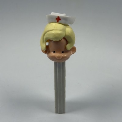 Vintage Blonde Nurse Pez Dispenser No Feet US Pat 3.8 1970s White Base USA RARE!