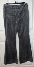 Free People Gray Velvet Bell Bottom Flare Pants Front Patch Pockets Size 27