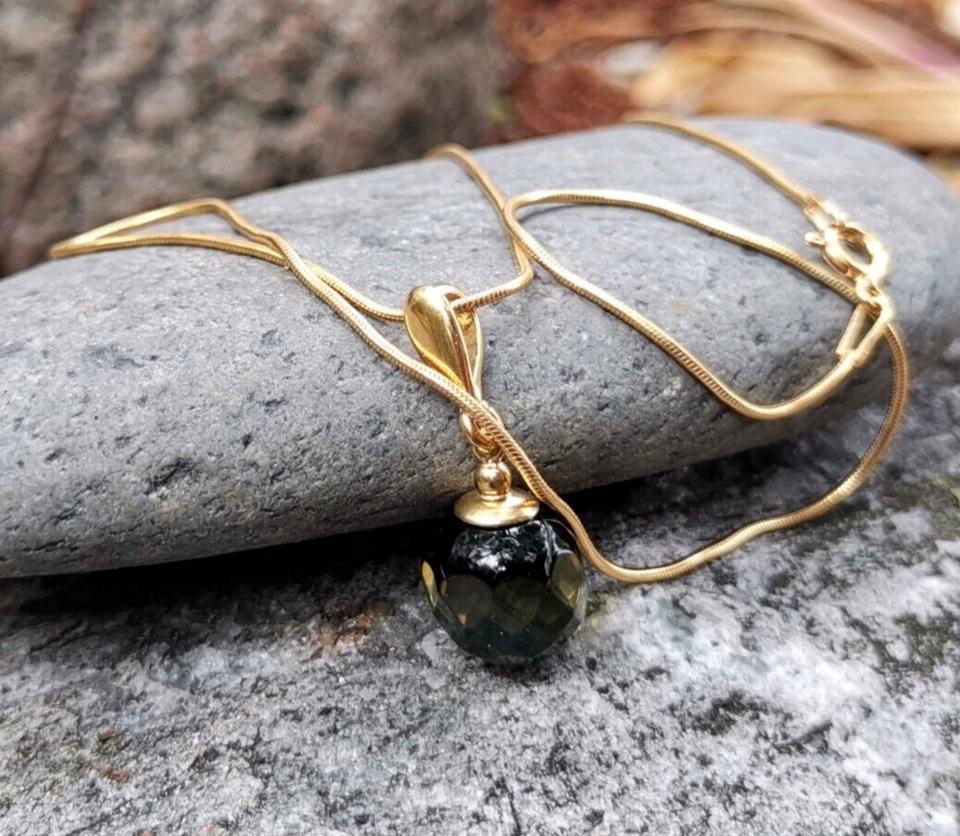 Ciondolo con perline ambra sfaccettato naturale Baltico ARGENTO STERLING... - Immagine 2 di 4