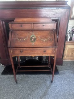Antique Ladies Writing Desk Hand painted floral garlands