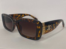 CHANEL SUNGLASSES Brown Tortoise Gold Accent Women