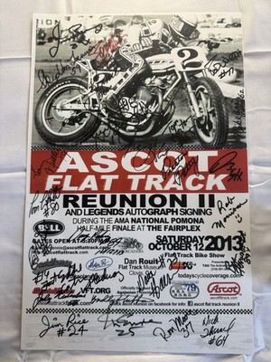 2013 Ascot Flat Track Reunion II Signed Poster AMA Pomona Motorcycle