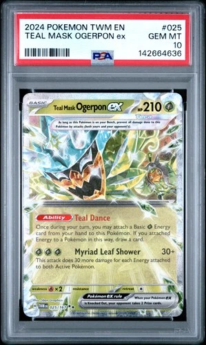 2024 POKEMON TWM EN-TWILIGHT MASQUERADE #025 TEAL MASK OGERPON EX PSA 10