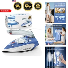 Mini Travel Iron with Steam Dual Voltage Foldable Handle Portable Small Iron