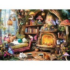500 Piece Jigsaw Puzzle for Adults Clearance, Spring Fantasy Cats Mushrooms J...