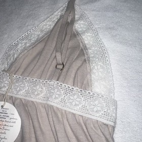 undrest NWT Vintage Lingerie Taupe Supima Cotton White Lace Camisole L AUTHENTIC