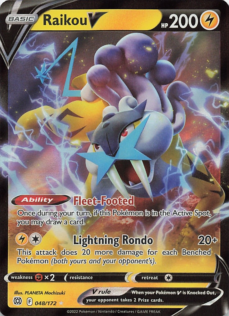 Raikou V 048/172 Holo V Rare Brilliant Stars Pokemon Near Mint