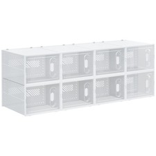HOMCOM 8PCS Stackable Clear Plastic Shoe Storage Box for UK/EU Size 12/46