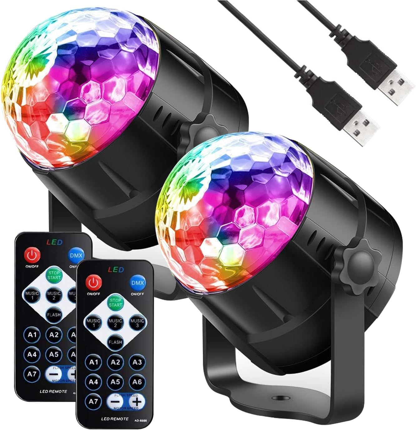 Party Lights Disco Ball LED Strobe Lights Sound Activated, RBG Disco Lights,Dj L