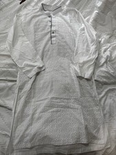 Men's White Black Cotton Kurta Embroidered Kurtas/Kurti Traditional