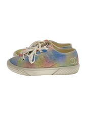 Chanel Canvas Matelass Coco Mark Low Cut Sneakers 37 Multi Color Pastel G3 JK708