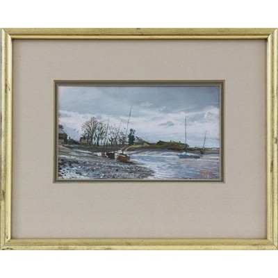 Pastell von Margaret Glas. Titel ''Burnham Overy''