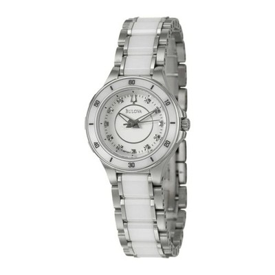 Bulova Diamond Gallery Women's White Ceramic & Stainless Quartz Watch 98P124