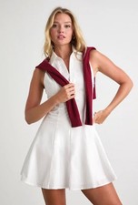 NWT Lulus Zenley White Collared Skater Mini Dress - Size: Small